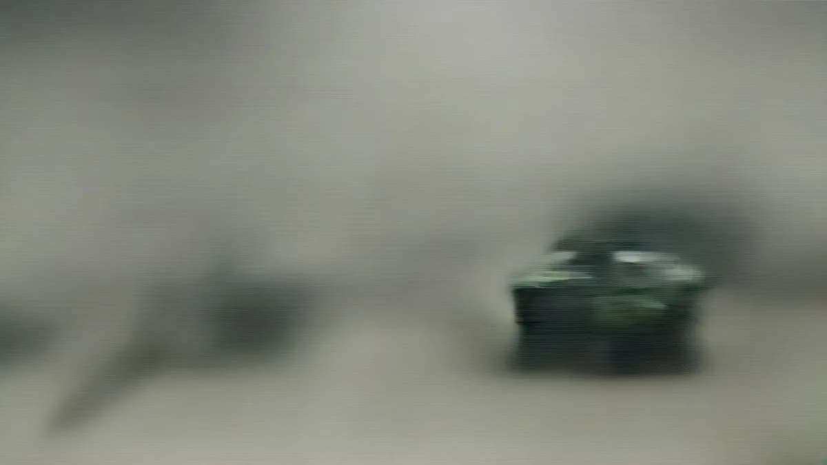 An indigenous Akash surface-to-air missile launcher vehicle at an outdoor defense exhibition.