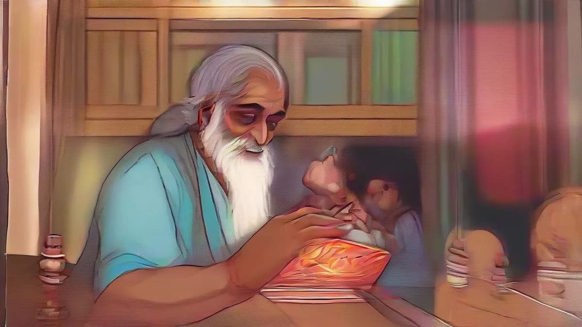A family exchanging festive gifts indoors during Diwali