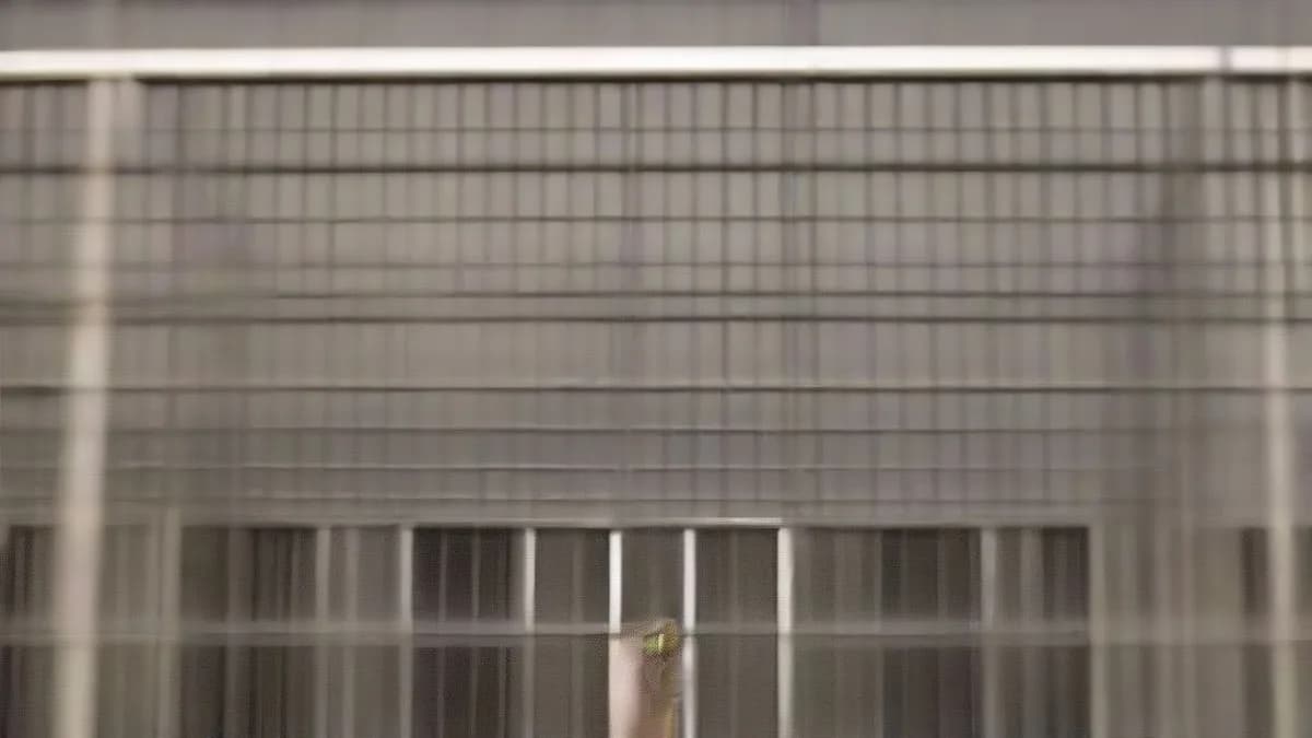 Police personnel stationed outside high-security prison gates