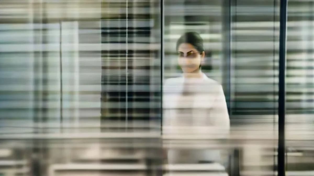 Twinkle Singh working at a computer terminal in a tech office