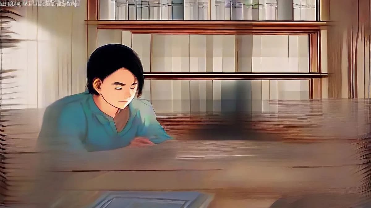 A student preparing for engineering entrance examinations at a desk with books